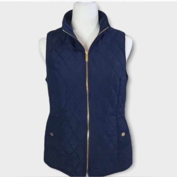 Charter Club Petites Jackets & Blazers - CHARTER CLUB Women’s NAVY SLEEVELESS Puffer Vest Front zip Sz SP EUC LIKE NEW